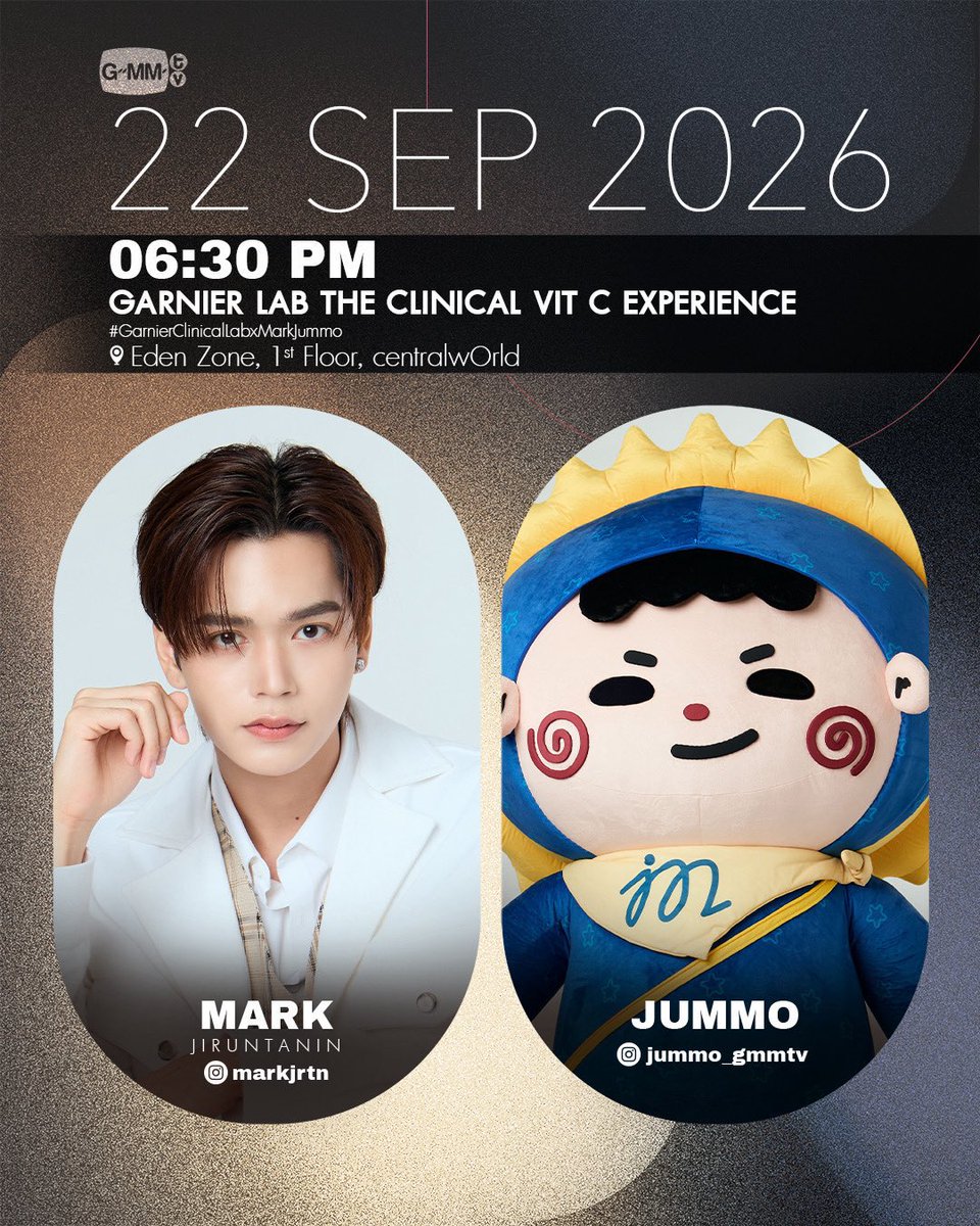 JuniorMarkTrend's tweet photo. -` KW & Hashtag announcement ´-

วันนี้มาส่งกำลังใจให้ดาด๊ามาร์คและน้องจัมโม่ในงาน GARNIER LAB THE CLINICAL VIT C EXPERIENCE  กันนะคะ 🍋

#markjrtn #JUMMO  

🗓️ : 22 Sep 2026
🕕 : 18.30 | 6.30 PM

Start trending 18.15 | 6.15 PM

— Keyword 🔑
GARNIER LAB MARK JUMMO

— Hashtag #️⃣
# GarnierClinicalLabxMarkJummo 

🖇️ https://t.co/FqzKnwjLO0