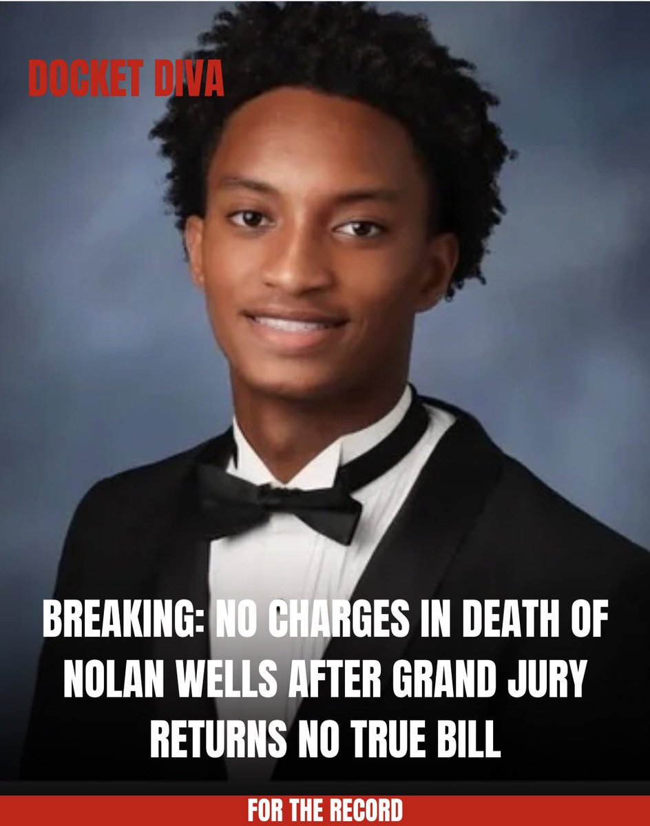 _LaJanee_'s tweet photo. BREAKING: A Jackson County grand jury has returned a no true bill in the death of 18-year-old #NolanWells, WLOX reports.

That means the grand jury did not find enough evidence to indict anyone in connection with Nolan’s death.

Nolan was found dead in the water off Horn Island on July 6, two days after he traveled to the island with friends for the Fourth of July.

According to the information presented to the grand jury, Nolan stayed behind on the island after his friends left to head back to the mainland. His phone made it back to the mainland without him.

The grand jury heard from 43 witnesses after 132 subpoenas were issued during the investigation.

District Attorney Angel Myers McIlrath said the evidence presented to the grand jury was not enough to establish criminal wrongdoing.

“There is absolutely no evidence to support the allegations that Nolan’s disappearance and death were racially motivated,” McIlrath said.

Both the state medical examiner and an independent forensic pathologist hired by Nolan’s family determined that his cause and manner of death were undetermined.

Drowning is still considered possible, but investigators could not definitively establish that as his cause of death.

Nolan did have bruising to the back of his head, but the injury was determined to be non-fatal. A witness said Nolan had slipped awkwardly from the side of a boat but continued socializing afterward and did not appear seriously injured.

There was no evidence that he suffered fatal physical trauma. Toxicology also did not show cocaine in his system.

The grand jury looked into several allegations and pieces of information that had circulated publicly during the investigation, including claims of a fight involving Nolan, accusations involving his friends and their families, viral photos and questions surrounding the SeaTow call.

According to the court documents, those claims were either determined to be false or did not match the original evidence.

The grand jury also found no criminal conduct by anyone connected to Nolan.

So, after months of questions surrounding Nolan’s death, there is now a legal decision, but not necessarily an answer to every question surrounding his death.

Nolan’s official cause and manner of death remain undetermined, even though there’s no indictment or criminal charges.

According to the court documents, if credible new evidence of foul play comes forward, the investigation could be reopened. #DocketDiva