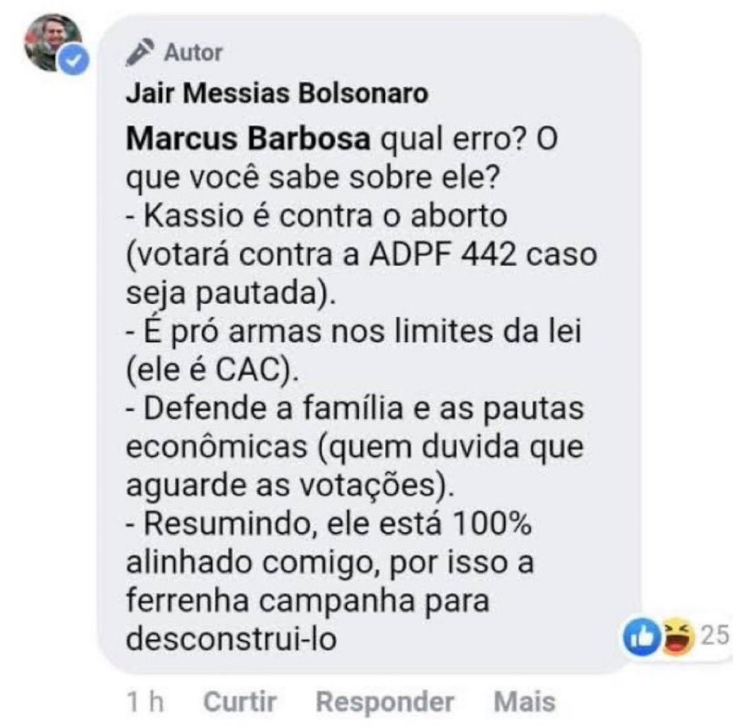4Mey_7's tweet photo. “Qual o erro? O que você sabe sobre ele”
“Ele, Kassio Nunes, está 100% alinhado comigo”
O eleitor questionou, mas o esquerdista Kassio estava sendo indicado por Flávio e Ciro Nogueira. https://t.co/NiZV37Od1V