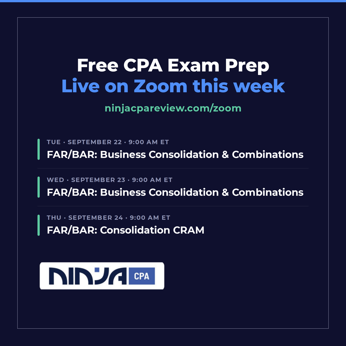 another71's tweet photo. Free CPA Review classes this week - FAR / BAR
#CPAExam #CPA #Accounting https://t.co/LaCFbYv2j2