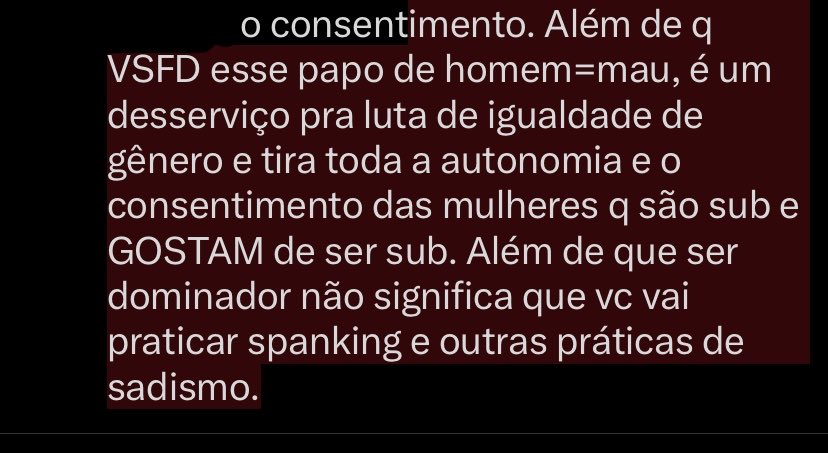 purga7ory_'s tweet photo. @lesblecter Homens “pós christian gray” realmente são um problema  na comunidade bdsm pq eles são um bando de agressor larper que não estudam as praticas e a ética do bdsm e acham q tudo é bagunça. mas vc n pode atribuir a posição de homem dom= abusador, porra o princípio do bdsm é o + https://t.co/h7EWSErURW