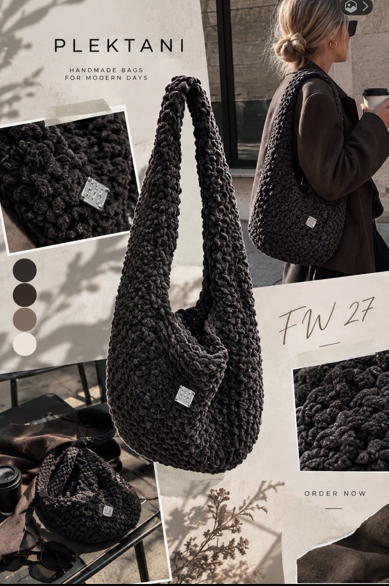 PLEKTANIbags's tweet photo. A little texture. A lot of attitude. 🖤
Handmade for the ones who notice the details.
PLEKTANI — FW 27
Order now.
#PLEKTANI #FW27 #HandmadeBag #KnittedBag #HandmadeFashion #SlowFashion #GreekDesign #MadeInGreece #AutumnStyle #FallFashion #BagLovers #Knitwear #Handcrafted https://t.co/1cquBfoYZP