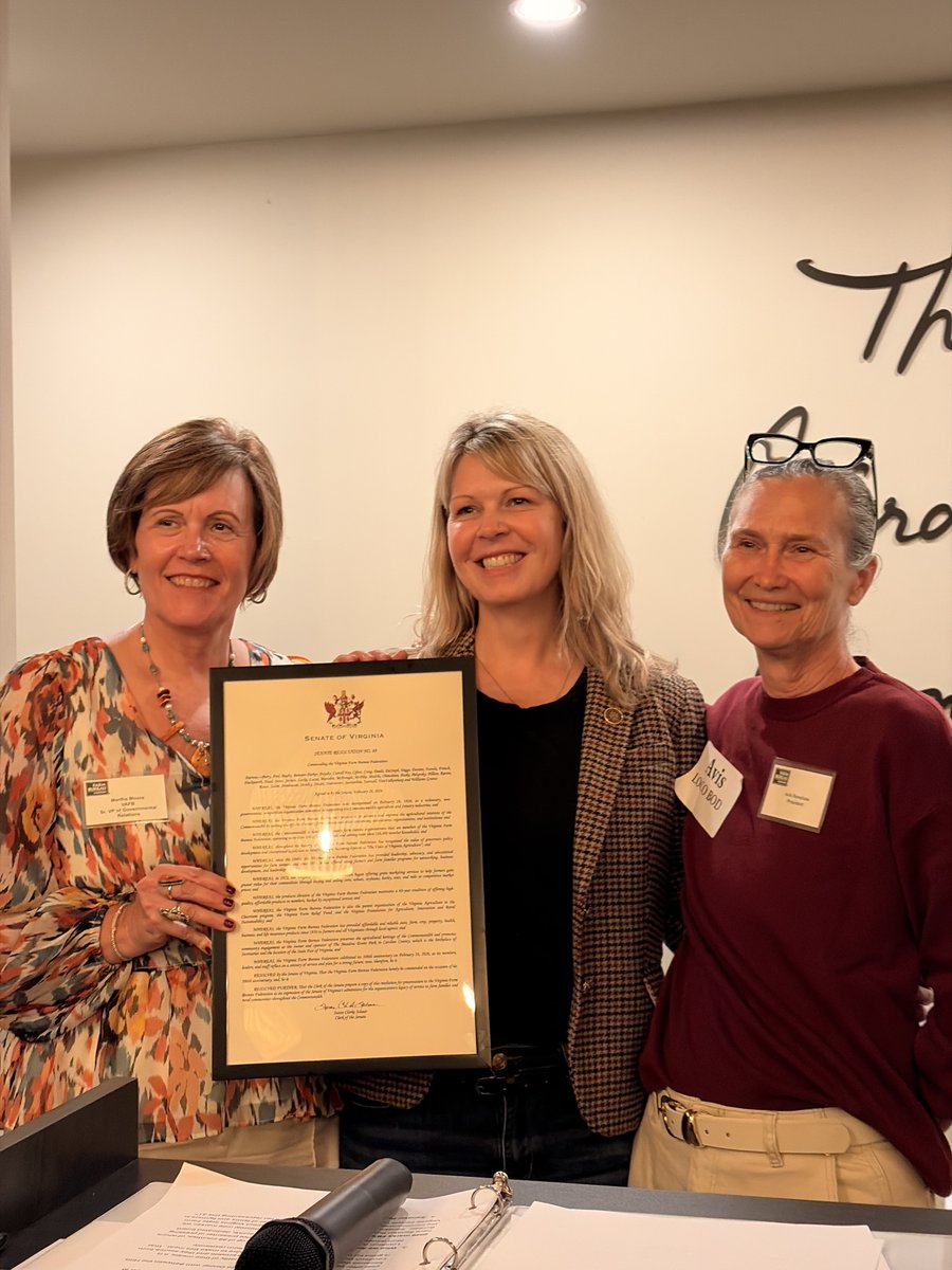 RussetPerry's tweet photo. Loudoun is home to an incredible agricultural community & making sure our farmers can keep farming is a big part of my work in Richmond.
I was honored to present Loudoun Farm Bureau w/ SJ69 celebrating @VAFarmBureauโs ๐ค๐ฆ๐ฏ๐ต๐ถ๐ณ๐บ ๐ฐ๐ง ๐ด๐ฆ๐ณ๐ท๐ช๐ค๐ฆ to #VAag & farm families. https://t.co/sm7ctHT7ws