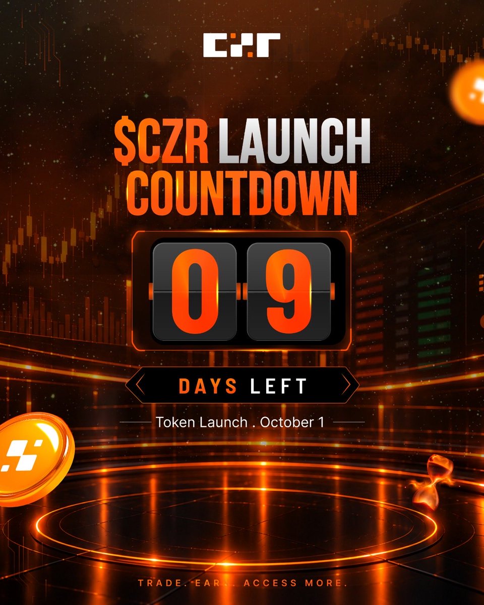 CryptoPaldog's tweet photo. 9 DAYS. ONE GLOBAL ECOSYSTEM. THE COUNTDOWN IS ON. 🔥 On October 1,

$CZR
goes live on Ethereum and CZR/USDT trading officially opens first on
@czrexchange
.  Built for trading. Designed for utility. Powered by our global community.  This is only the beginning. https://t.co/9rNeuMGRRr