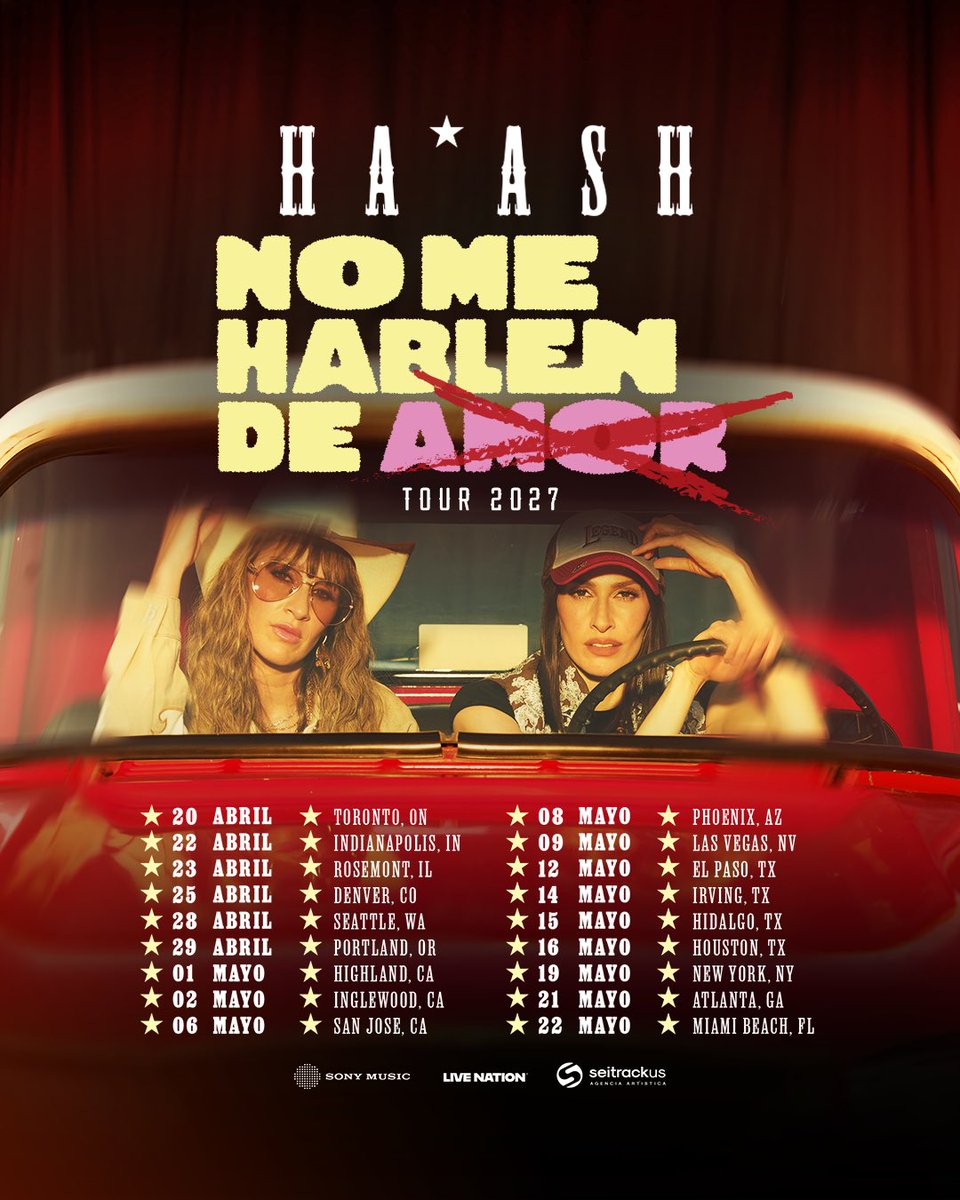 haashoficial's tweet photo. USA 🇺🇸 y Canadá 🇨🇦  Nos vemos este 2027 con la gira #NoMeHablenDeAmor ❤️🚫 https://t.co/xPXJeARy8T