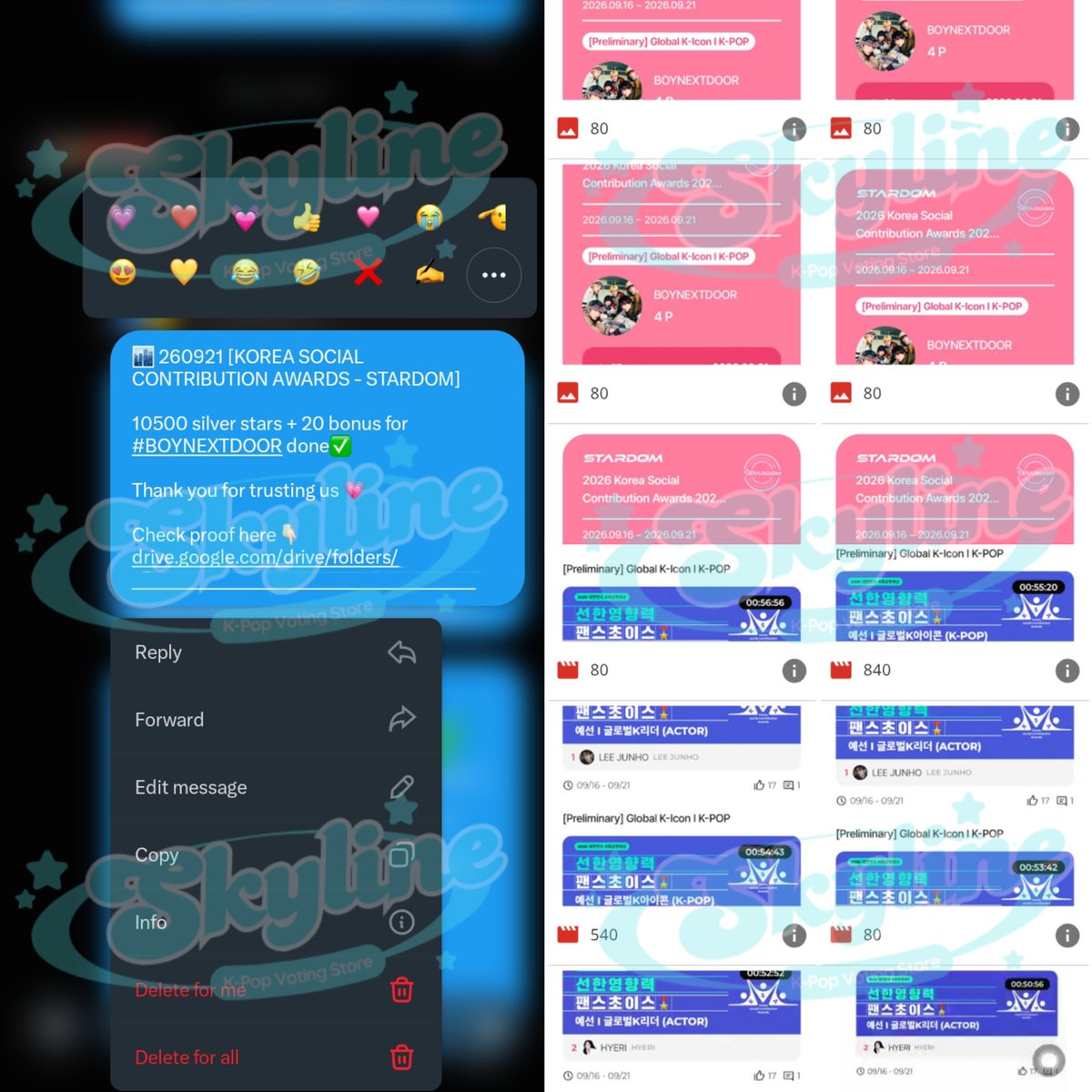 skylinevote's tweet photo. Thank you to anonymous 💓 for purchase silver Stardom at skyline🏙️
10.500 silver stars + bonus for #BOYNEXTDOOR
2026 Korea Social Contribution Awards | K-POP✅
#skylineproofs https://t.co/KMZJtLJH5M