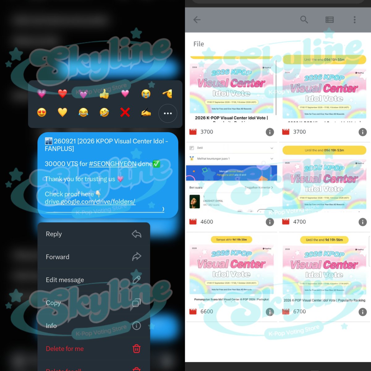 skylinevote's tweet photo. Thank you anonymous 💓 for purchase Fanplus votes at skyline🏙️
30.000 VTs + bonus for #SEONGHYEON
2026 KPOP Visual Center Idol Vote | Popularity Ranking✅
#skylineproofs https://t.co/mHPyHIvIdI