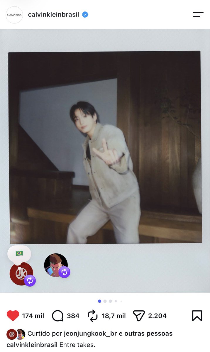 JeonJungkook_BR's tweet photo. Jungkook repostou algumas publicações da Calvin Klein no Instagram, incluindo uma da CK Brasil 🇧🇷 https://t.co/znONYCOdEY