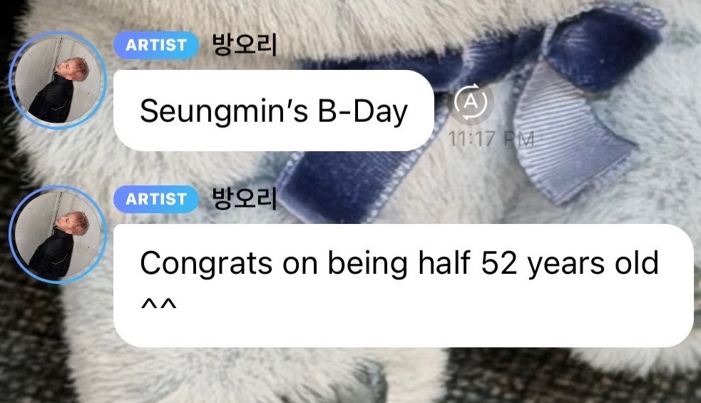 shoyoskz's tweet photo. 🐶: chan, you're half 52 next year! 

🐺: seungmin’s b-day. congrats on being half 52 years old ^^

2021                                                                    2026 https://t.co/Mvb7M399ua