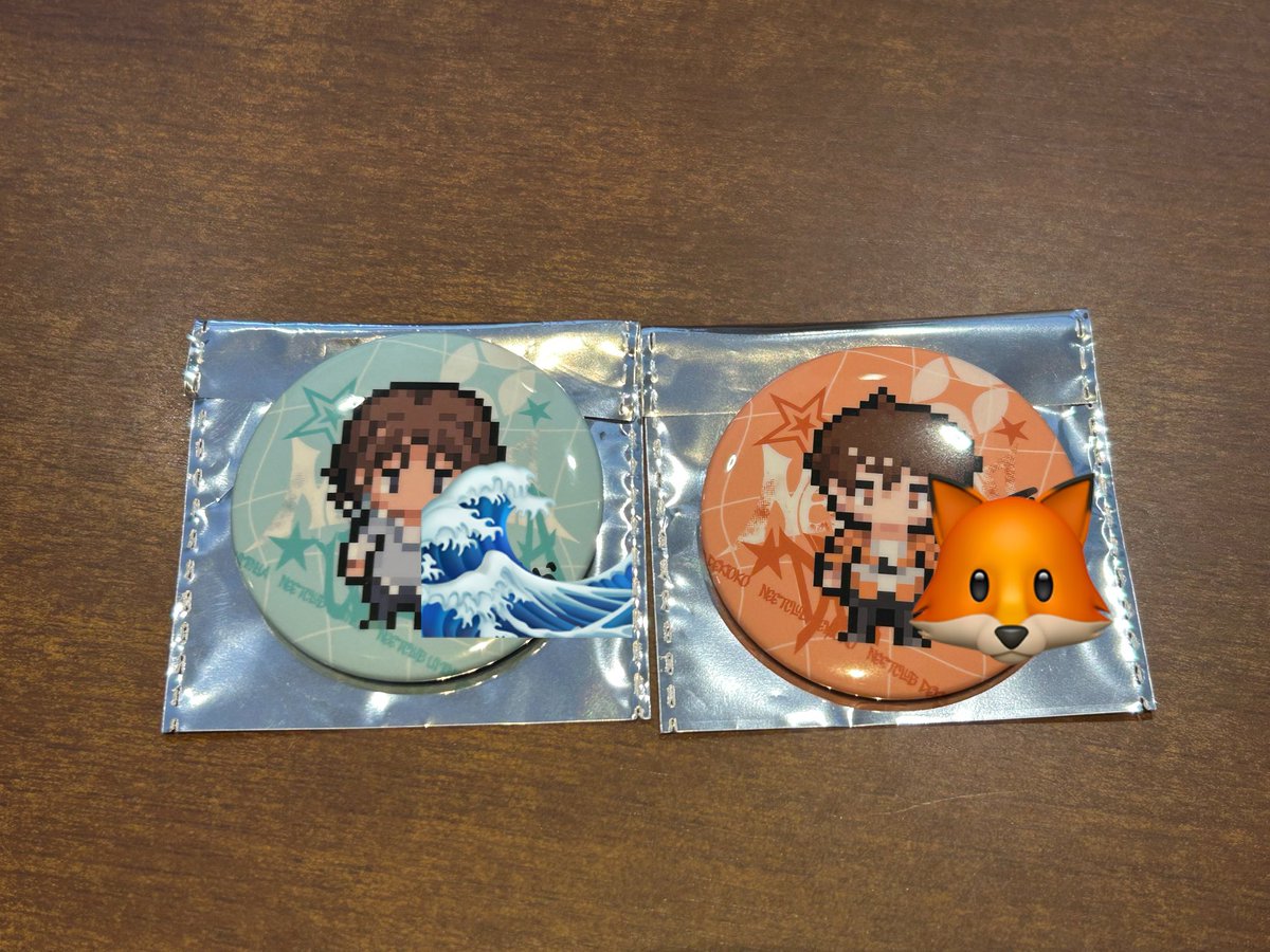 rin_1358_'s tweet photo. ニート部 フェス 缶バッチ 缶バッジ 交換

譲)画像1枚目(🌊、🦊)サインあり

求)同種🐒>>🔺サインあり

本日フェス参加予定です！
手渡し交換可能
郵送交換可能

心当たりのある方、お気軽にお声掛けください🙇‍♀️ https://t.co/jhldGKyeCn