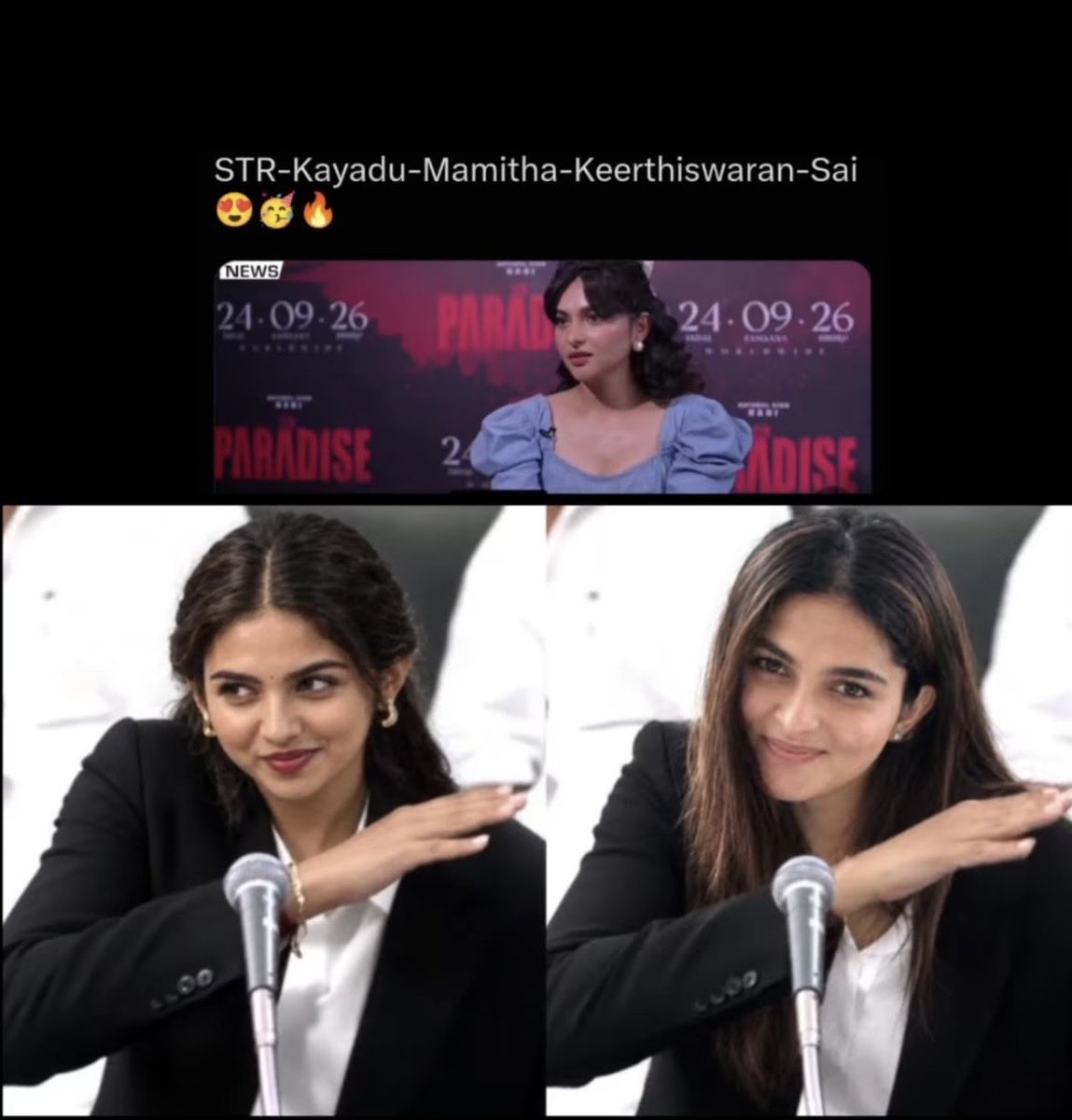 VSClubX's tweet photo. Update very soon Enna pa rendu da 🧨 majaa tha @_mamithabaiju @11Lohar 
#mamithabaiju #keerthiswaran @SaiAbhyankkar #saiabhyankkar @Keerthiswaran_ #str @SilambarasanTR_ https://t.co/WWTApzLX1K