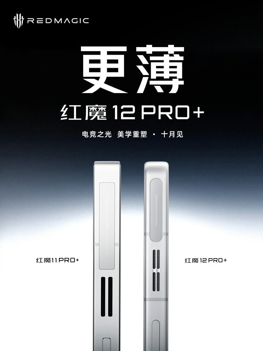 TechHome100's tweet photo. RedMagic 12 Pro+
➜ 0.96mm Ultra Narrow Bezels
➜ 2.5D Micro-arc Middle Frame
➜ Lighter and Thinner
➜ Larger Battery, More Advanced Cooling and Stronger Performance
#RedMagic #RedMagic12Pro https://t.co/p7HSapPAO1