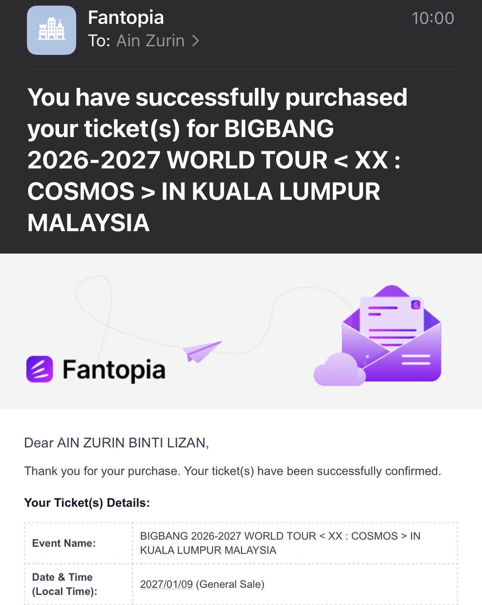 nazaiReen's tweet photo. Never in my life i have the smoothest ticketing ever! Less than a minute yo! #COSMOS_WORLD_TOUR_IN_KUALALUMPUR #BigBanginKL #BigbanginMY https://t.co/bG5HRZmmbl