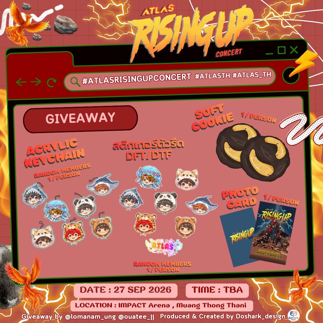 ouatee_jj's tweet photo. 📨 Giveaway 🪽
#ATLASRisingUpConcert 🪽
 
🤍 Acrylic keychain 
🤍 สติกเกอร์ตัวรีด
🤍 Soft cookie
🤍 Photo card 

📍: IMPACT ARENA , Muang Thong Thani
 📅 : 27 SEP 2026
 ⏰ : TBA
Designed by @Doshark_design

Give away by  @lomanam_ung @ouatee_jj

#GiveawayALIS
#ATLASConcert2026 https://t.co/W4urSt6hS3