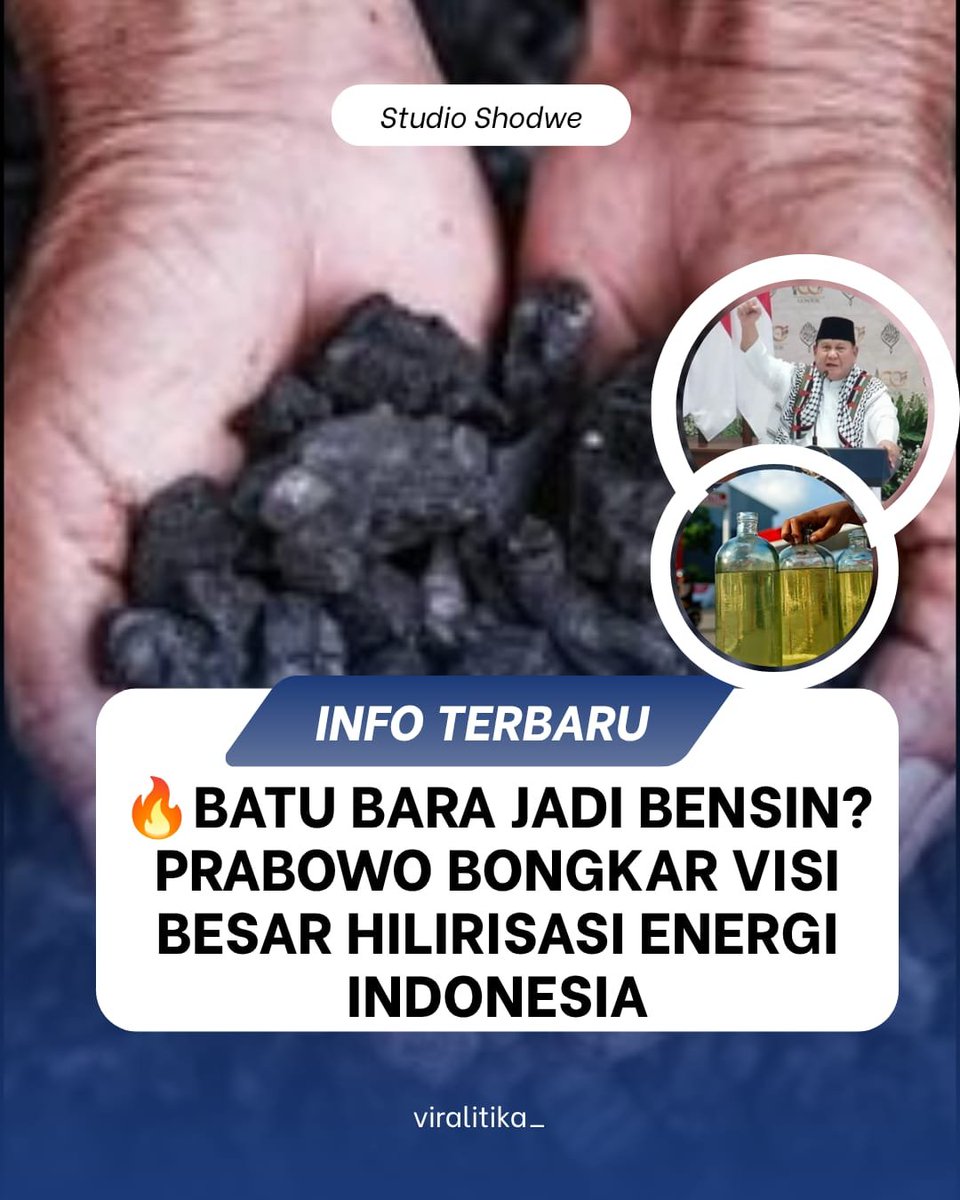 viralitika's tweet photo. Indonesia mendorong hilirisasi energi dengan mengolah batu bara menjadi bensin. Bukan lagi sekadar menjual bahan mentah, tetapi memberikan nilai tambah
#HilirisasiEnergi #PrabowoSubianto #EnergiNasional #BatuBara #Bensin #InfoTerbaru https://t.co/mIGWa1Xjfw