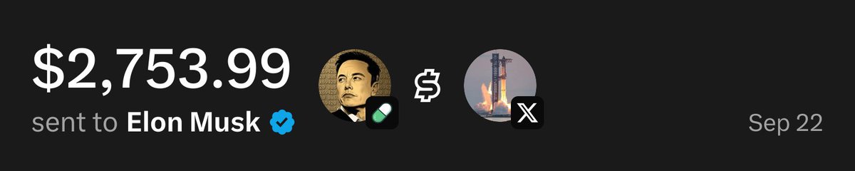 UsePaid's tweet photo. @elonmusk $2,753.99 has been sent to you through X Money from @UsePaid trading fees https://t.co/siV2YfyKj8