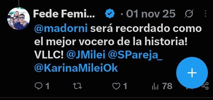 MuniChivilcoy's tweet photo. El director de Gobierno Hugo Kübler, respondió: 

Señor Federico Feminella, coordinador local de La Libertad Avanza, el juego de las fotos lo inició usted. Debería saber que Guillermo Britos es intendente hace 10 años, elegido por el voto popular, por lo que fotos con dirigentes de todos los niveles, referentes de distintos espacios políticos han pasado por el Palacio Municipal o bien se ha reunido. Un claro ejemplo de eso y que usted no desconoce es que referentes del espacio al que hoy pertenece se han reunido con el Jefe Comunal incluso antes que con sus propios militantes y usted mismo. 

¿Ahora no quiere más fotos? Porque tengo su foto con Adorni al que calificaba como el mejor vocero de la historia. Después ya sabemos lo que pasó con él.
El intendente sí tiene fotos con gobernadores de todos los colores políticos, electos por la gente, funcionarios de distintos espacios y demás. Reuniones, sí, ha mantenido cientos de esas, le agraden o no las formas de pensar de cada uno, pero poniendo por delante lo que necesita Chivilcoy y todos los vecinos. 
Usted mismo se ha sacado fotos en Complejo Federación y ha llevado a referentes como Cristian Ritondo a ese lugar.

Lo mismo sucede con las viviendas federales que pertenecen al gobierno Nacional al que usted representa. Dígale sinceramente a la comunidad que eso NO ESTÁ INCLUIDO EN EL PRESUPUESTO NACIONAL 2027 POR LO QUE UN AÑO MÁS NO VAN A REALIZARLO. Deje la chicana política chiquita y pónganse de verdad a trabajar o por lo menos díganle la verdad a la gente. Nada de lo que le plantee en la nota anterior, usted respondió con seriedad. 

Y algo muy importante que no puedo dejar pasar es cuando usted irresponsablemente invita al Intendente a dar un paso al costado. Primero, sea respetuoso de la institucionalidad. Segundo, no subestime nunca el voto popular. Fue reelecto en tres oportunidades. Tercero, si entiende de institucionalidad, Poderes y un poco de Educación Cívica, debería saber que si Britos deja su cargo quien asume es el señor Eduardo De Lillo. Falta conocimiento de su parte y respeto.  

Usted incluso en su última respuesta, utiliza una foto del intendente junto a Fernando Espinoza generada con inteligencia artificial. Vale aclarar que es una foto trucada. Fernando Espinoza mantuvo una reunión en nuestra ciudad como presidente de la Federación Argentina de Municipios. ¿Usted entienden que no debía recibirlo? Es una visita institucional que puede generar beneficios para la comunidad. Si aspira a conducir un municipio, debería entenderlo. No siempre nos gustará cómo piensa otro, pero eso es gestionar en beneficio de todos.   

Lo invito con sinceridad a trabajar por la gente, gestionen desde su lugar, demuestren que están donde están para hacer algo por la comunidad y no por lo intereses individuales. Yo tengo muchas fotos con dirigentes de las que no me avergüenzo y terminamos yendo por distintos caminos. Es la política y también la vida.

Se terminó la especulación, las inversiones voladoras, incluso especulaciones políticas. 
Mire cuantos dirigentes han pasado sin pena ni gloria por nuestra ciudad porque han puesto por delante sus ambiciones personales y no la de una construcción colectiva en beneficio de los chivilcoyanos. Podemos hacer una lista. Nada tiene más valor que ser reconocido por sus propios vecinos y usted puede trabajar mejor y mucho en eso.