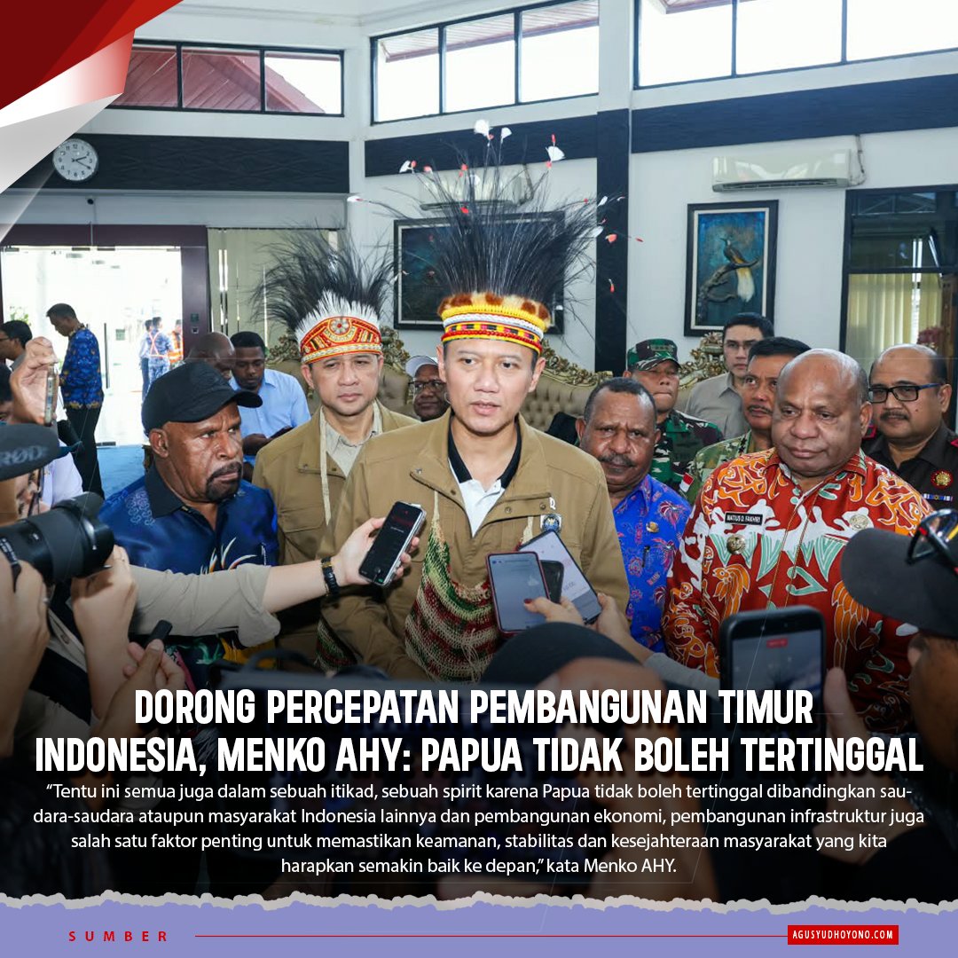 AHY_Galery's tweet photo. Dorong Percepatan Pembangunan Timur Indonesia, Menko AHY: Papua Tidak Boleh Tertinggal https://t.co/tOfpWuVKod