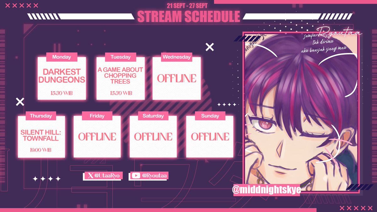 UtaaRyo's tweet photo. THIS WEEK'S SCHEDULE!

f.a by @/middnightskye https://t.co/EcvUHRGhcX
