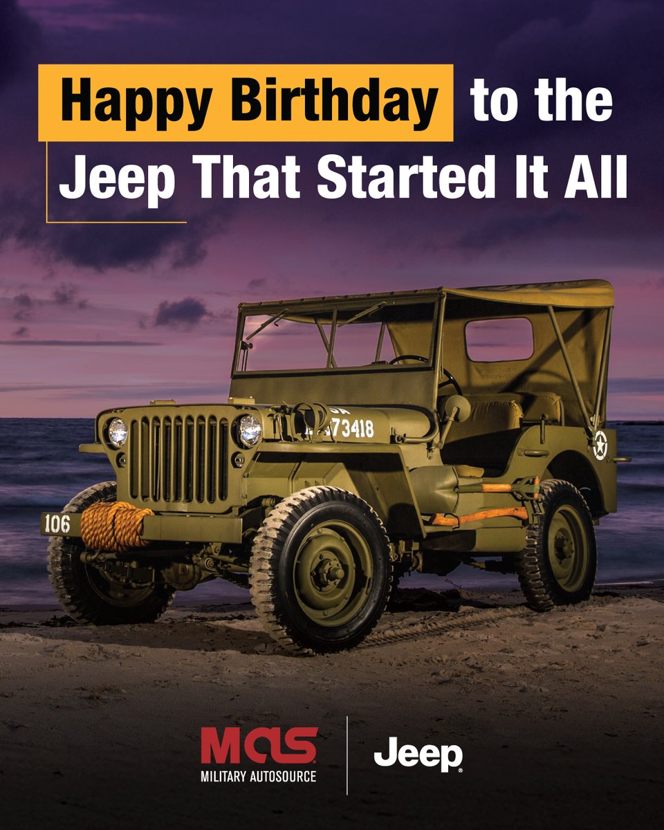 AdinaMurley's tweet photo. Before it became an icon, it answered the call of duty. Built for the U. S. Army as a lightweight 4WD reconnaissance vehicle, the original Willys Jeep proved capability, reliability, and grit can come in one remarkable package. Happy Birthday, Jeep. https://t.co/CnfxWcGuso