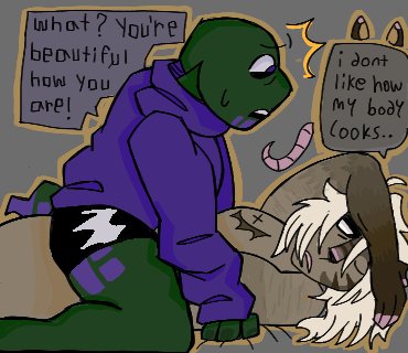 Crunchyych78325's tweet photo. Hi since I wanna kill myself and die and ect who cares here's my art, its oc x canon from me and my gfs future!au we made up, it doesn't have a name so it's just that for now :/ https://t.co/6bwilOsUVR
