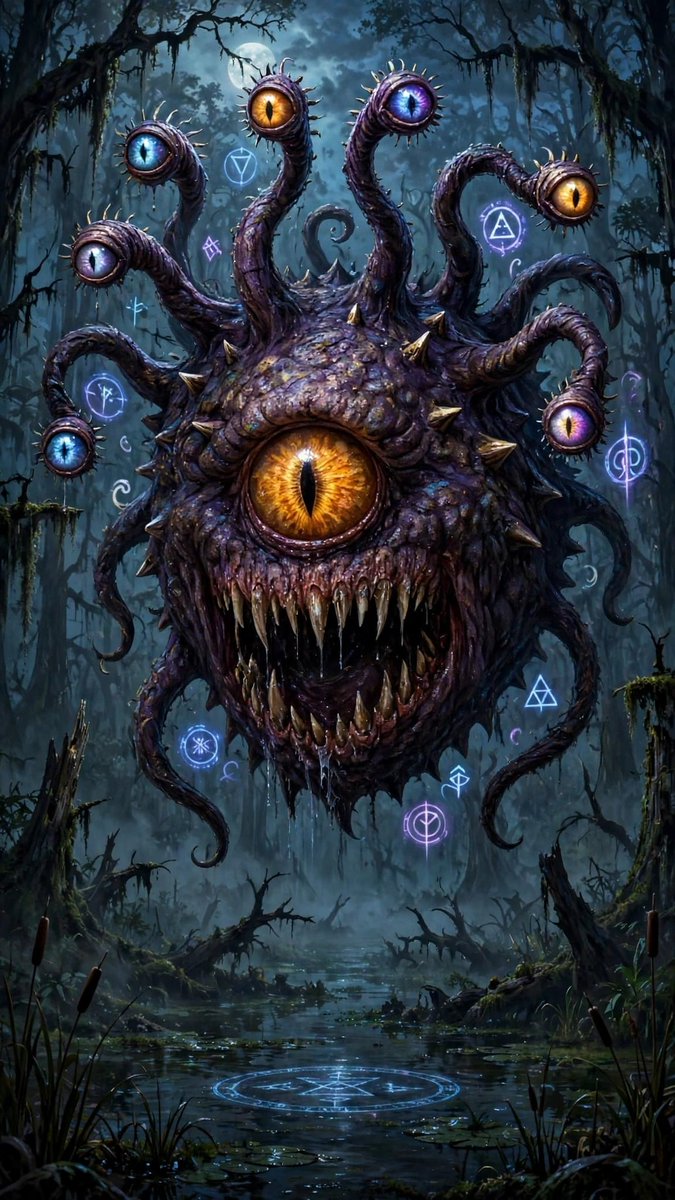 Nevergiveup_93's tweet photo. He doesn't guard the swamp. The swamp fears HIM. 👁️

One eye to see your soul. Seven eyes to end it.

You summoned it for power. Now it owns you.

Would you stare back? 

QT or Share your Monster....

#beholder #eyetyrant #darkfantasy #lovecraftian https://t.co/Fnu6XXlPSF