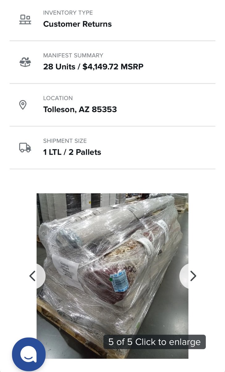 Cwell214's tweet photo. Just won some more rug inventory on b-stock for my recommerce business for less than 20% of the retail price! There are two nicer 9x12s on this order and if they’re in good condition I should recoup more than 50% of my cost on just those 2 rugs alone. https://t.co/ZcCmytfsvr