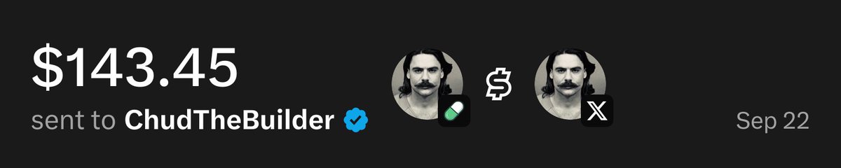 UsePaid's tweet photo. @chudthebuilder $143.45 has been sent to you through X Money from @UsePaid trading fees https://t.co/p0TGY4kTlL