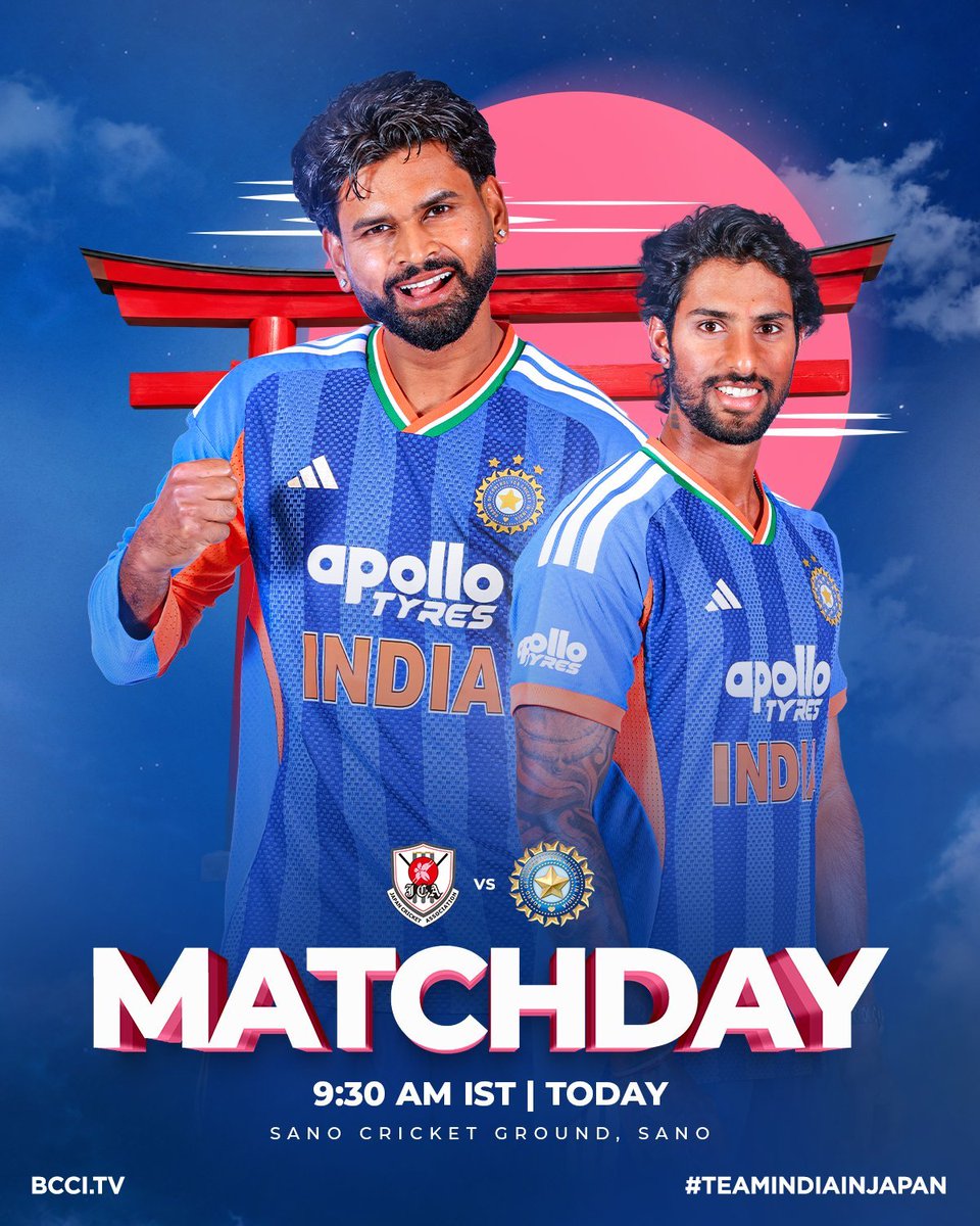 WahidSareef's tweet photo. A contest for the 𝐡𝐢𝐬𝐭𝐨𝐫𝐲 𝐛𝐨𝐨𝐤𝐬 🇮🇳🇯🇵

🆚 Japan
⏰ 9.30 AM IST
🏟️ Sano Cricket Ground, Sano

Catch the LIVE action on Star Sports 📺 and Fancode 📱 

#TeamIndia | #TeamIndiaInJapan https://t.co/1dixA879Da