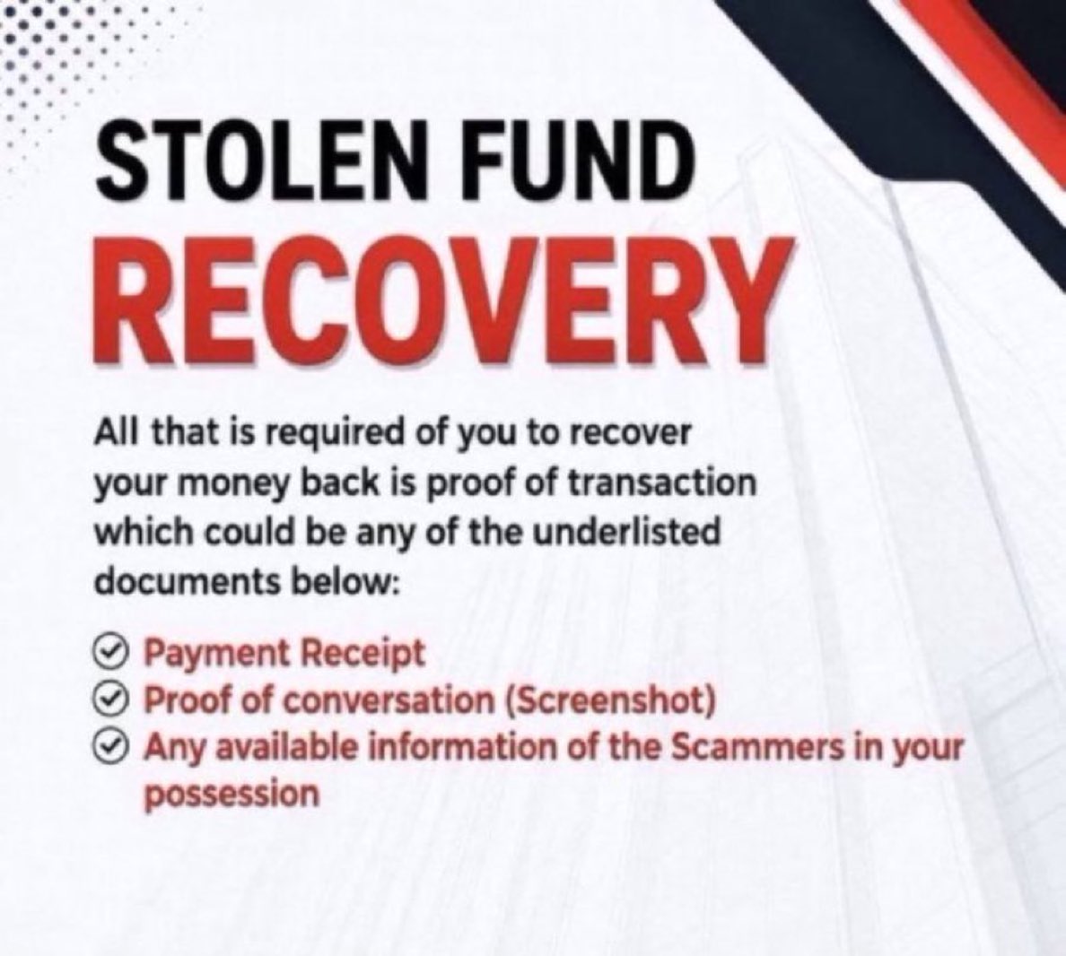 David_Miller166's tweet photo. Do not invest,,,,,: Fraudulent Investment Platforms Ahead.
Fake account balances or blocked withdrawals? Your displayed profits may not be real
🚫 Never pay additional release fees.
💼 Speak with recovery specialists today
#CryptoRecovery #CryptoScam #ScamRecovery #RecoverCryptop https://t.co/vnofnotz3F