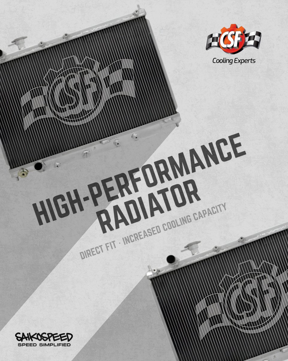 ElviaFager's tweet photo. CSF High-Performance Radiators deliver more cooling than factory systems for daily driving, backroads, and spirited runs. Direct-fit design, increased capacity, and proven performance when temperatures rise. https://t.co/AEvshfWCv7