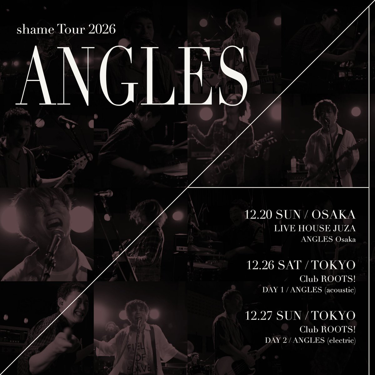 20thShame's tweet photo. 【本日9/22(火)21:00 一般先着発売！】
shame Tour 2026 ⸺ANGLES⸺

12/20(日) 大阪 JUZA
https://t.co/qorzPWJwPn

12/26(土) 高円寺 Club ROOTS！
DAY 1〈acoustic〉
https://t.co/Paraw873Aj

12/27(日) 高円寺 Club ROOTS！
DAY 2〈electric〉
https://t.co/8sxlUAvPld https://t.co/58pDoKIZD6