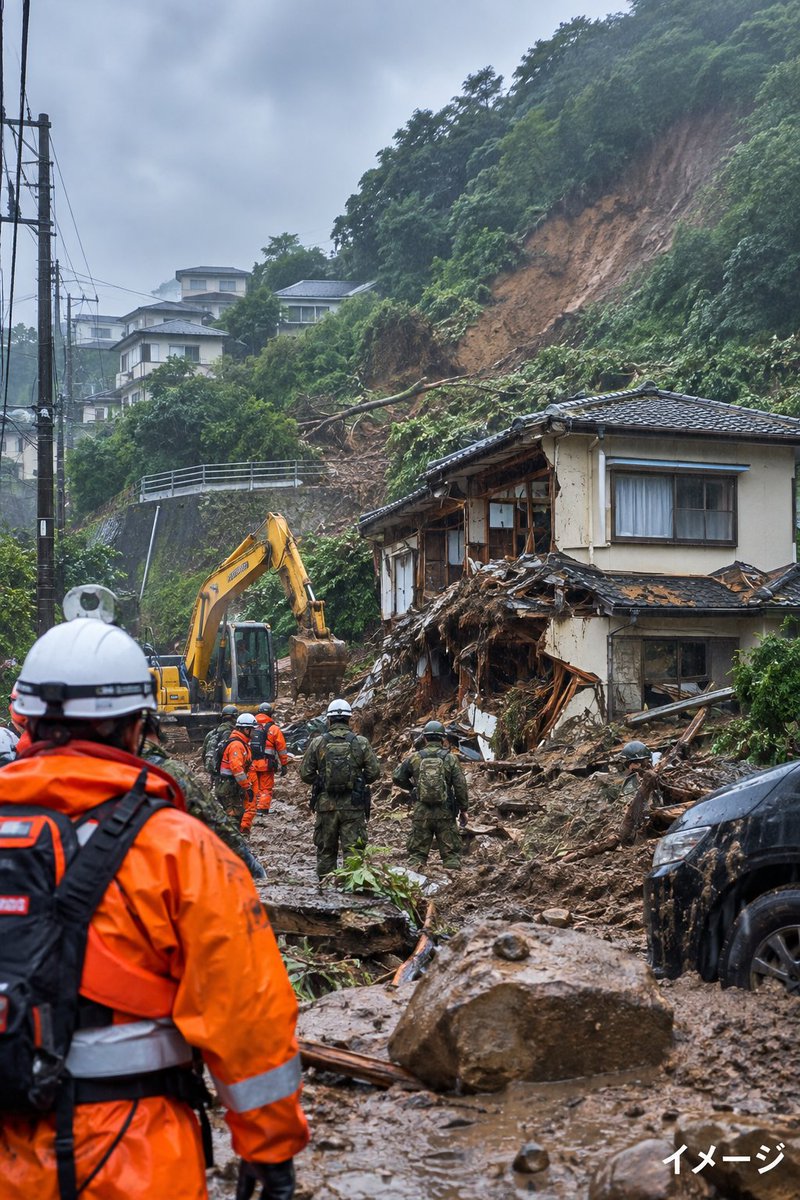PIKAEMON2002's tweet photo. 🚨【台風25号の爪痕…神奈川・千葉で深刻な土砂災害】

台風25号の影響で、21日、神奈川県と千葉県では土砂崩れが相次いで発生。

現時点で、災害との関係を調査中の人を含めて
⚠️4人が死亡
⚠️6人が行方不明
となっています。

神奈川・千葉の両県は、救助活動のため自衛隊に災害派遣を要請しました。

📍【神奈川県】

横須賀市長井では、2階建て住宅が土砂崩れに巻き込まれ、64歳の女性が死亡。

夫と2人暮らしでしたが、夫は無事でした。

一方、別の住宅にも土砂が流れ込み、70代の夫婦と連絡が取れなくなっています。

さらに三浦市でも被害が発生。

🏠 2階建てアパートの1階に土砂が流れ込み、20代女性と連絡が取れず
🏠 別の住宅では土砂崩れで建物が壊れ、30代女性が取り残されているとの情報もあります。

📍【千葉県】

袖ケ浦市では、道路の復旧作業中だった51歳の男性が油圧ショベルごと土砂崩れに巻き込まれ、搬送先の病院で死亡。

山武市でも住宅が土砂崩れに巻き込まれ、70代女性が死亡しました。

さらに鴨川市では、21日夜に約10棟の住宅へ土砂が流れ込む被害が発生。

80代女性が死亡したほか、70代男性と60代男性の行方が分からなくなっています。

🚨現在も救助活動が続いています。

そして、台風による影響は土砂災害だけではありません。

💡東京電力パワーグリッドによると、22日午前11時半時点で、千葉県では市原市・木更津市・鴨川市などを中心に、

🔌約4万6000軒超が停電

しています。

🌧️台風が通過した後でも、大雨で地盤が緩んでいる場所では土砂災害が発生するおそれがあります。

「雨がやんだから大丈夫」とは限りません。

⚠️崖や斜面には近づかない
⚠️危険を感じたら早めに安全な場所へ
⚠️自治体の避難情報・防災情報を確認

台風25号による被害の全容は、今後さらに明らかになるとみられます。

🙏行方不明者の捜索と救助活動が続いています。

#台風25号 #土砂災害