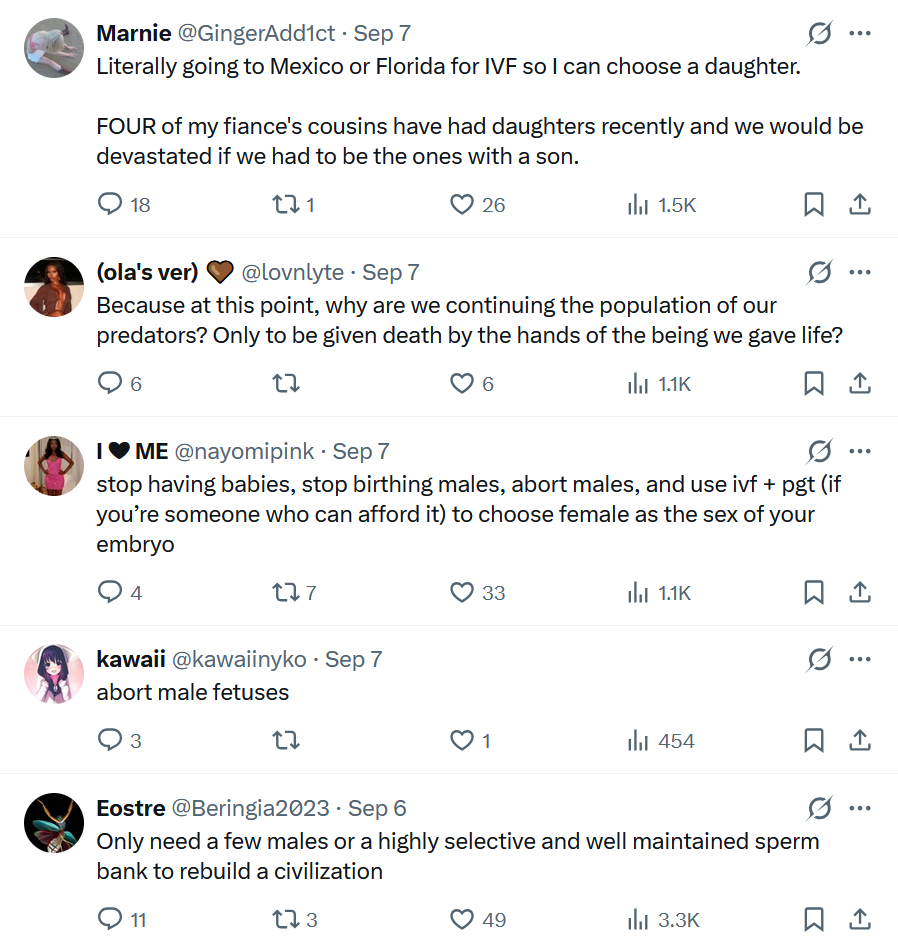 ReviewsPossum's tweet photo. I saw a bunch of feminists advocating aborting male fetuses two weeks ago. https://t.co/jySqenQYNN
