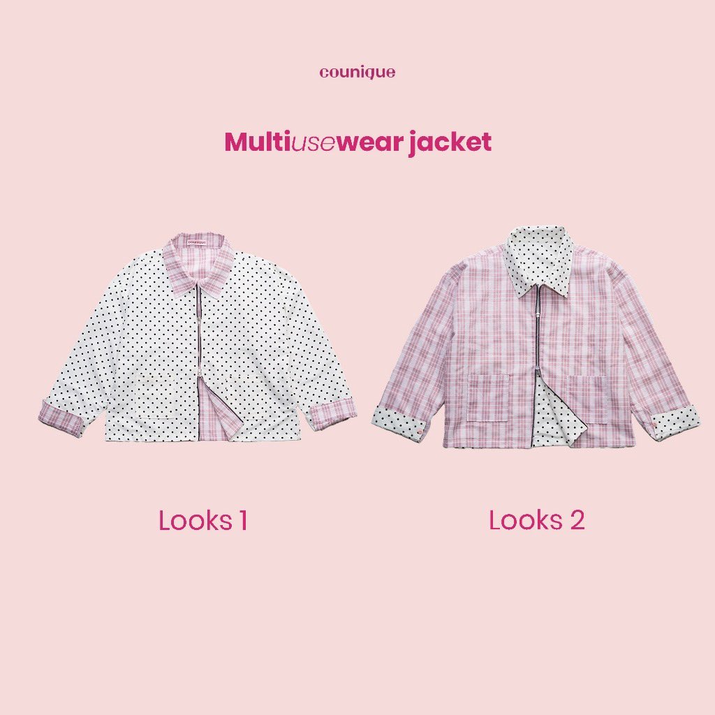 yappykitty's tweet photo. GUYS… AKU NEMU JAKET YANG BISA DIBOLAK-BALIK?! POLKADOT SATU SISI, PINK PLAID DI SISI LAIN… GEMES BANGET 😭🎀 https://t.co/BH86mDj2LX