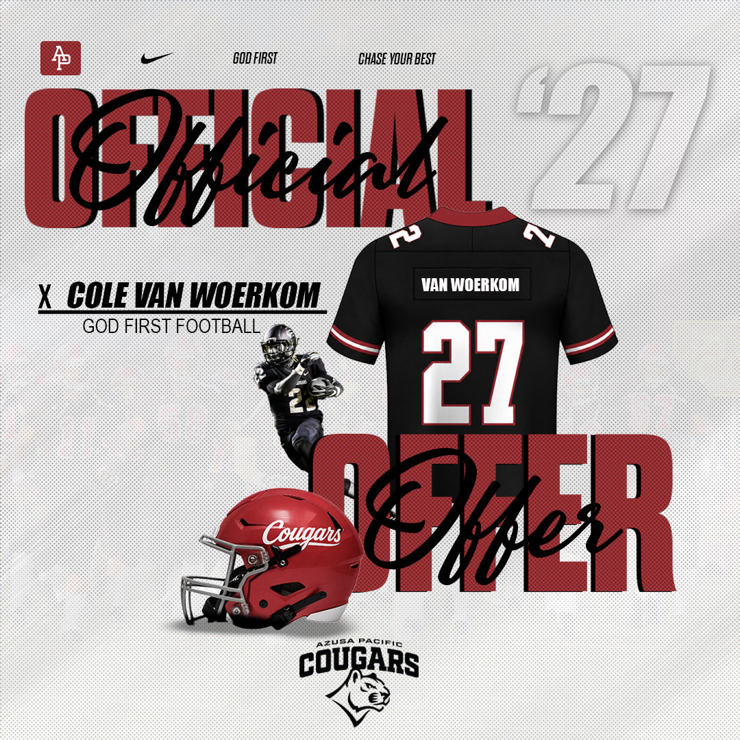 colevanwoerkom's tweet photo. After a great conversation with Coach Parnell I am blessed to receive an offer from @APUFootball!! @GlendoraHighFB @CoachVaniman https://t.co/kubpEEAlv2