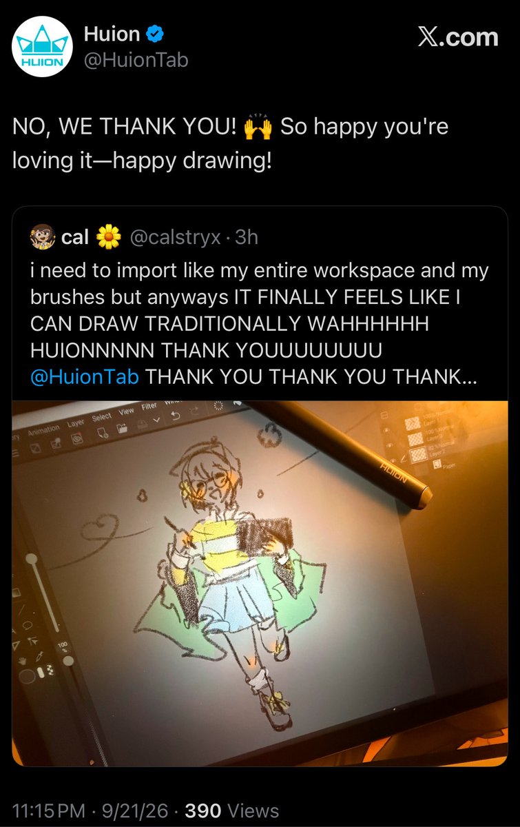 calstryx's tweet photo. memorializing this on my fridge huion i love you https://t.co/yAyhqwfqqR