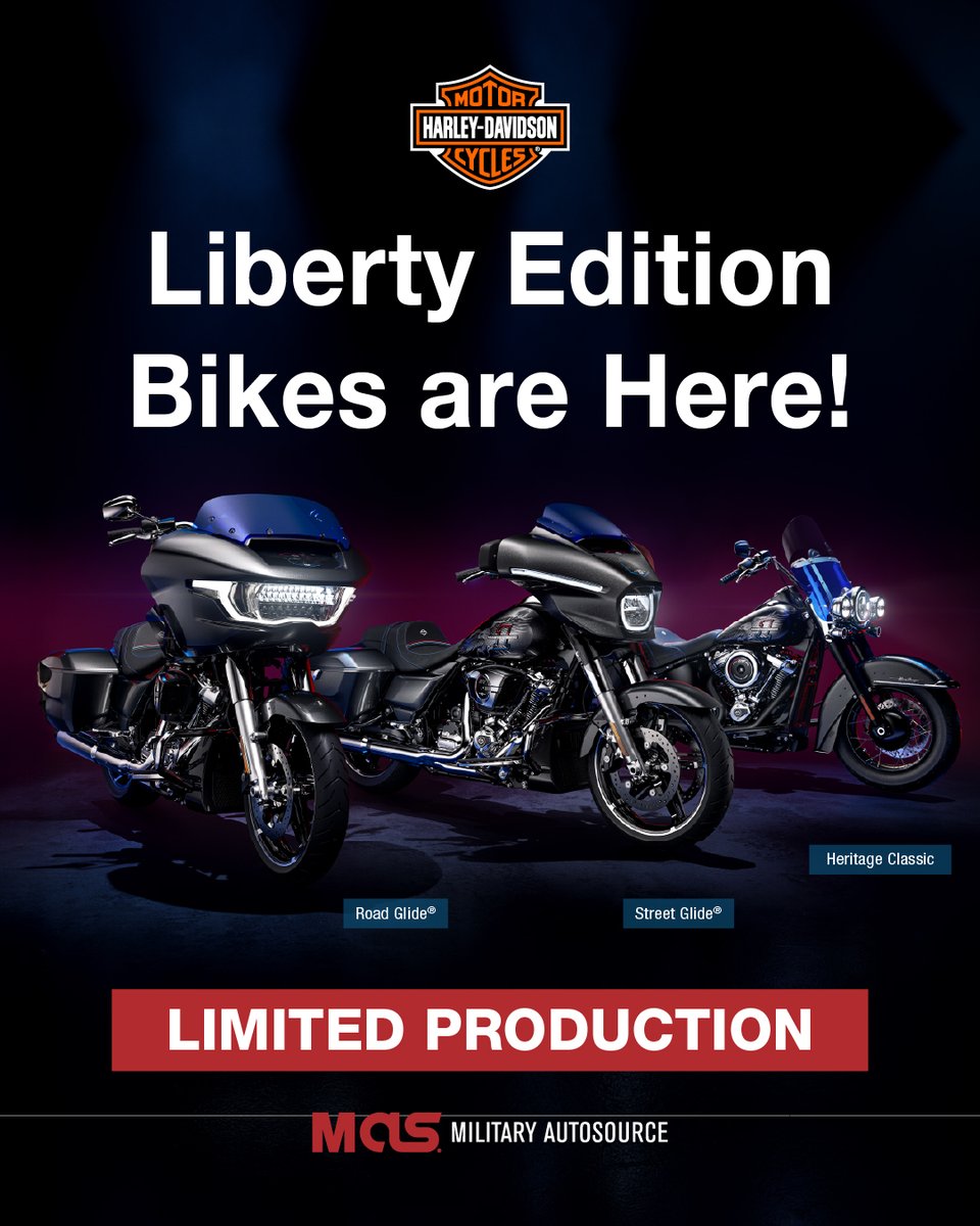 BlancheSims8o's tweet photo. Own a piece of Harley-Davidson history with the limited-production Liberty Edition bikes, celebrating America’s 250th Birthday. MAS has limited bikes reserved for the overseas U. S. military community. Request yours by 4 August 2026. https://t.co/mN8DlFplsE