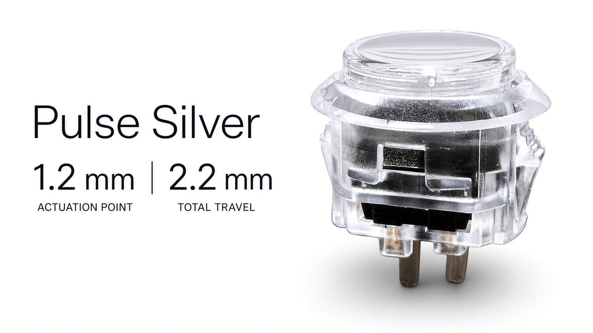 mixboxarcade's tweet photo. Our research teams achieved a final breakthrough with the new Pulse Silver Mechanical Trigger System, now the standard for Mixbox 2!

Featuring authentic Cherry MX™ Silver switches, a 1.2mm actuation point &amp; 2.2mm travel (31% less). https://t.co/XdjUTug3iR