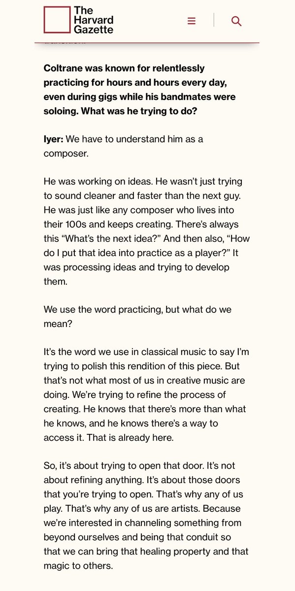 SanSip's tweet photo. Vijay Iyer on why John Coltrane relentlessly practiced for hours and hours every day. https://t.co/djSMWIaEQd