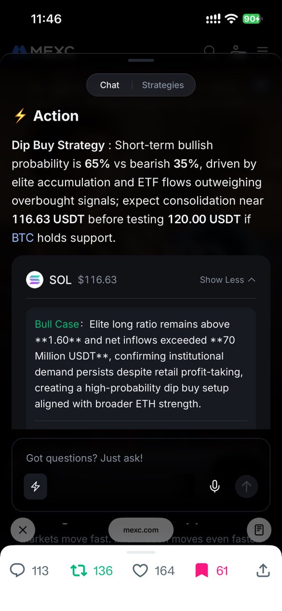 sunsetlaps's tweet photo. @MEXC_AfricaBU tried this mexc ai feature for the very first time and it is so easy to navigate. really helpful when you are looking into market insights and theyre also presenting it in a way thats not so overwhelming at all. really great idea! #TradingTakesTwo #MEXCAI
#mexc uid: 79341327 https://t.co/Ou40m6YWbv