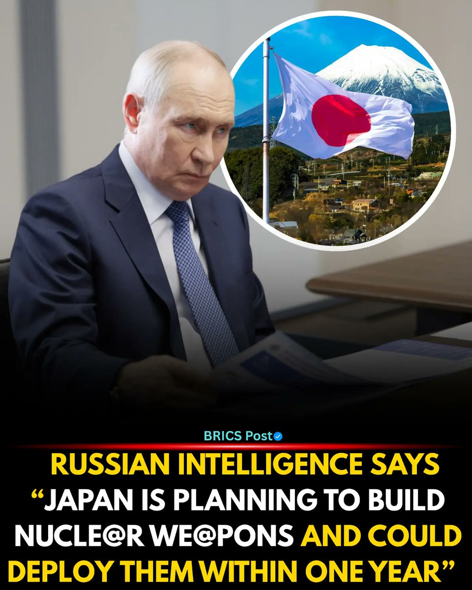 PalmaLeaven's tweet photo. ⚡ BREAKING: 🇯🇵🇷🇺Russian Intelligence Says “Japan Is Planning to Build Nucle@r We@pons and Could Deploy Them Within One Year”

#japan #russianintelligence #moscownews #nuclearweapons #kremlin https://t.co/COEvp6G53Z