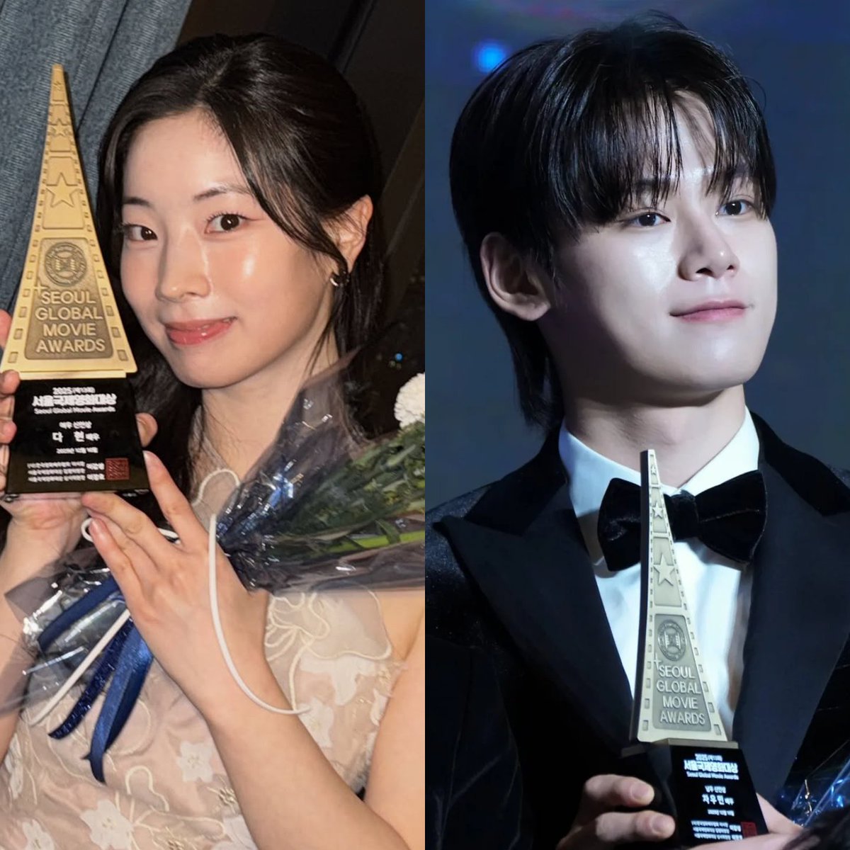 godmitzu's tweet photo. DAHYUN and her new male lead Cha Woo-min previously won the 'Best New Actress' and 'Best New Actor' together at the 2025 Seoul Global Movie Awards. https://t.co/8w1LFmtVID