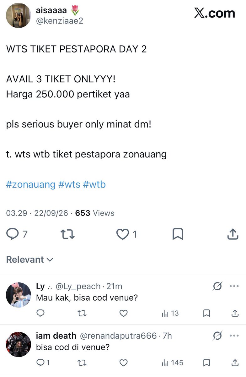 wireditboy's tweet photo. scam penipu tiket pestapora day 2

@/kenziaae2

wts pestapora day 2 https://t.co/XabntRgXPL