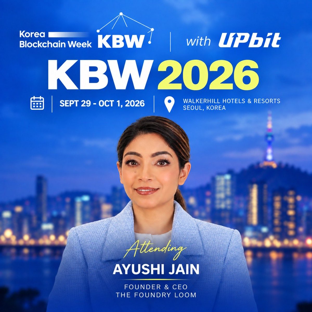 ayushijn291's tweet photo. Seoul next week for Korea Blockchain Week 🇰🇷

Looking forward to meeting founders, investors and people building across crypto.

If you’re around for @kbwofficial, say hi. Would be good to meet IRL.

#KBW2026 #KoreaBlockchainWeek #Web3 #Crypto https://t.co/JG1Bm8CMGG