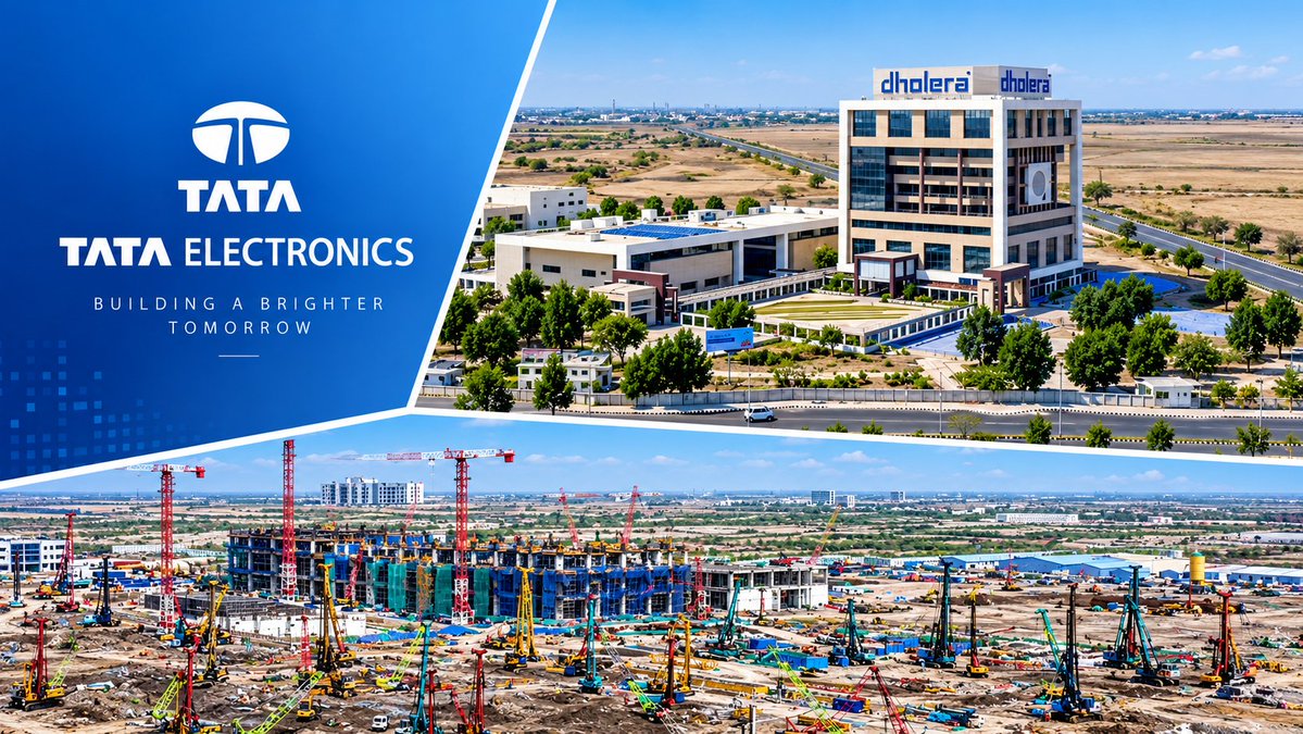 gujarat_plus_'s tweet photo. Tata Electronics locks in 8 major partnerships to power its Dholera semiconductor fab 🔥🔥

🔹 Fujifilm to invest ₹800 crore for advanced materials facility
🔹 L&T Semiconductor to combine chip design with Tata's foundry capabilities
🔹 Nexperia collaboration for MOSFET manufacturing at 300mm fab
🔹 Sumitomo Chemical to supply photoresists, high-purity chemicals
🔹 Ascendas Firstspace to develop 363-acre vendor park, planned as SEZ
🔹 Kelington for critical fab infrastructure and systems
🔹 Sojitz and NRS for supply chain, warehousing, logistics
🔹 Gati Shakti Vishwavidyalaya for semiconductor talent development

Announced at SEMICON India 2026.