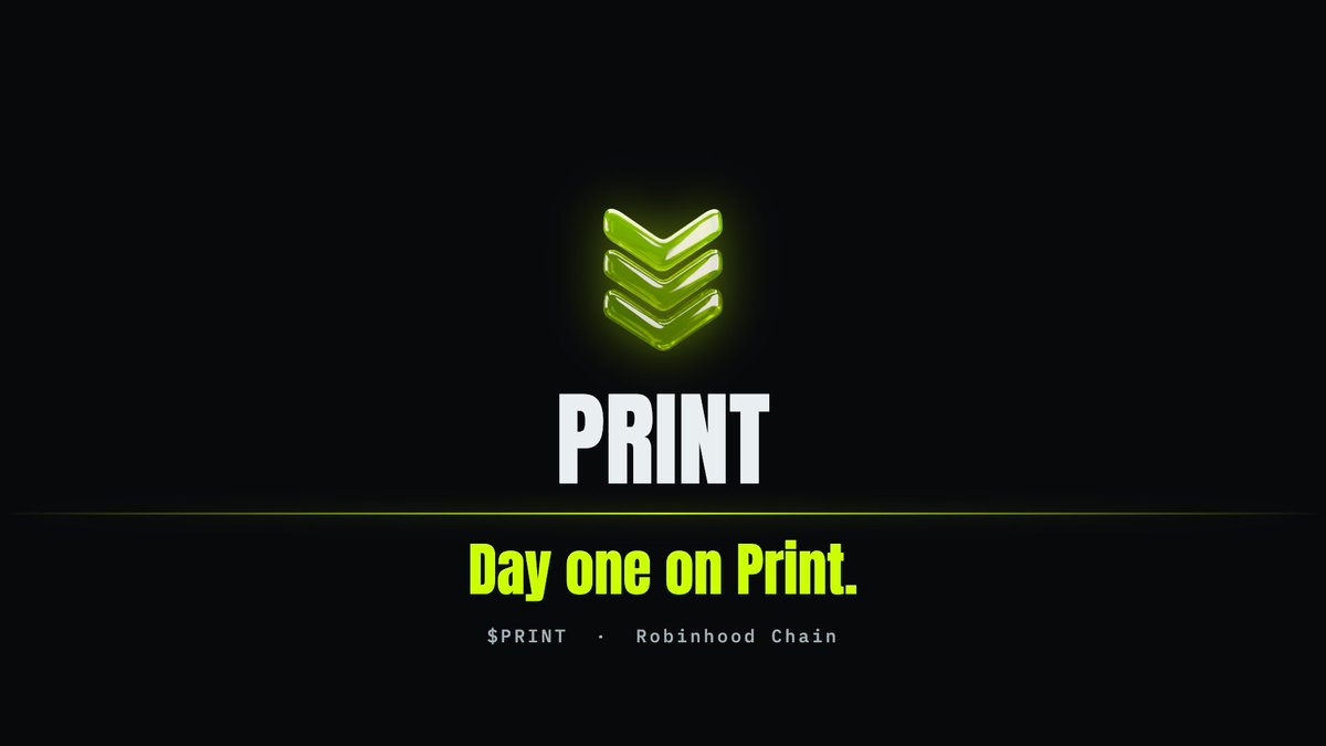 Printonhood's tweet photo. Day one on Print.

▸ 134 $PRINT holders
▸ 7 coins on the Print board, each paired to a real Robinhood stock token
▸ Dev wallet burned for good
▸ Chart, links and token info up on DEX Screener
▸ Listed on Moontok
▸ Applied to CMC and CG

Every trade on a Print coin fills its vault.