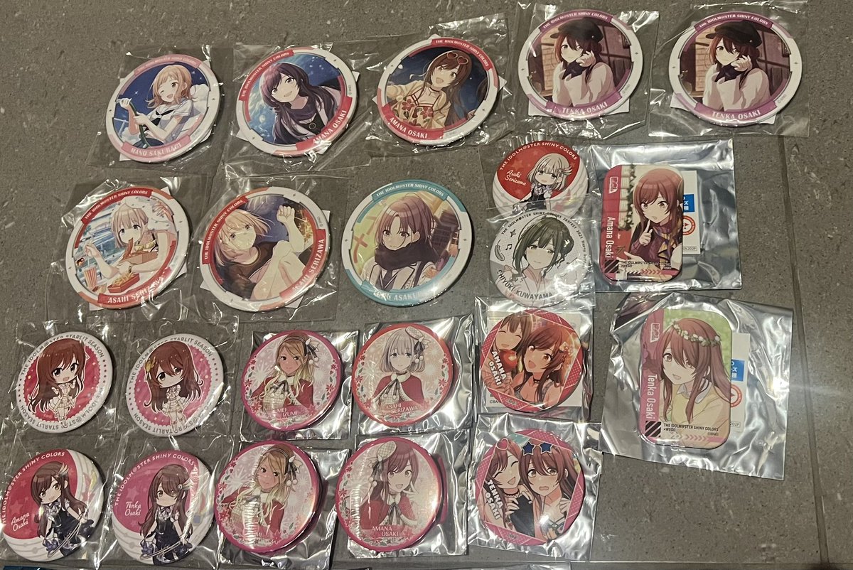 miroir_1412's tweet photo. 【交換】シャニマス  缶バッジ
MSPにて迷子のグッズたちを交換・買取して頂ける方を両日探しています。
画像1は1点300円での譲渡、画像2は1点500円での譲渡可能です。
また他シーズ、羽那、はるきのグッズとの交換も検討します。
緩募になりますがお心当たりのある方はお声がけ頂けると幸いです。 https://t.co/0pGyVocM5B