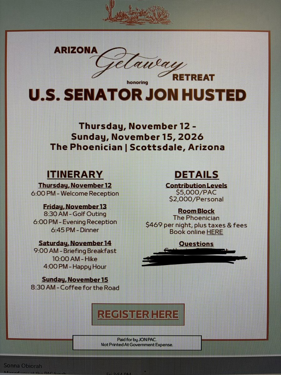 JDCocchiarella's tweet photo. BREAKING 🚨 A leaked invitation shows Ohio Senator Jon Husted is planning a luxury donor retreat for AFTER the midterm elections. Husted seems to think this race is being purchased for him as just today crypto billionaires announced a $30 million attack on Sherrod Brown. https://t.co/RR5UuigzDX