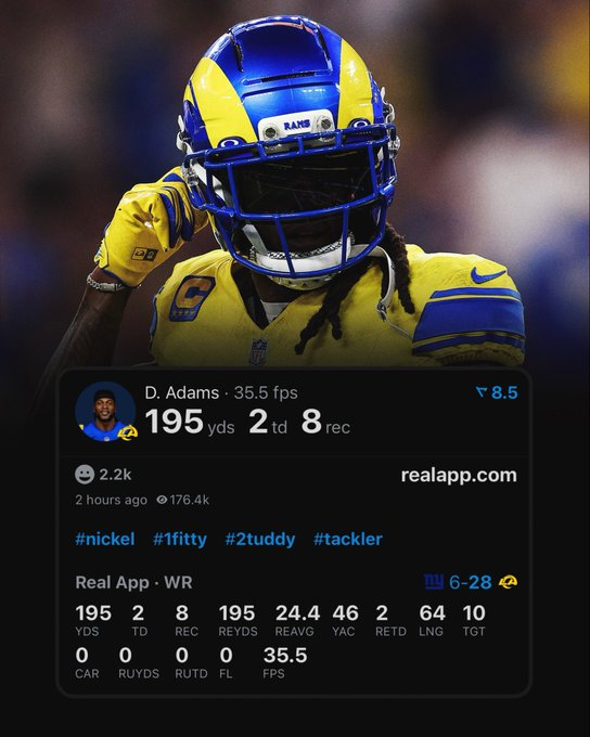 ROICapper1's tweet photo. https://t.co/7kd1A9l4L2 ⬅️

#nfl #rams #nygiants #devanteadams https://t.co/h8wgUAy3Bn